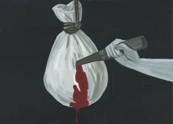 Aleksandra Waliszeska, On the edge, mixed media on cardboard, 25x35 cm, 2010